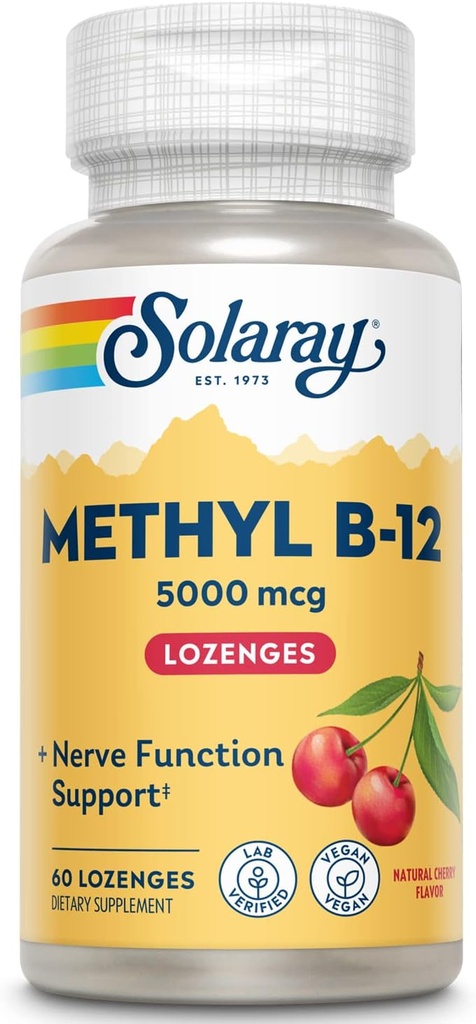Solaray Methyl B12, Lozenge, Cherry (Btl-Plastic) 5000mcg | 60ct