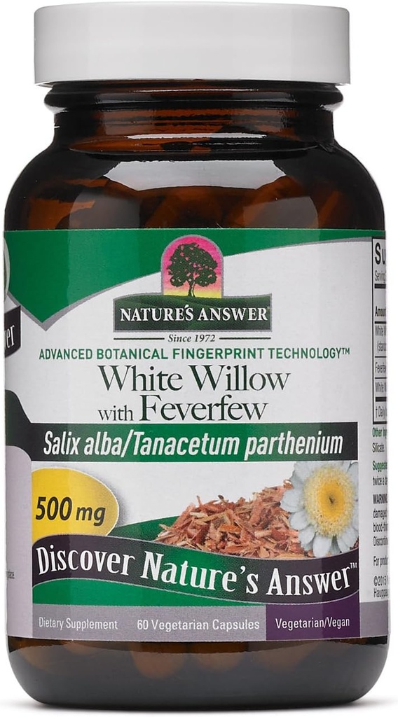 Απάντηση της Φύσης Λευκή Γουίλοου με Feverfew 500mg 60-Κάψουλες 