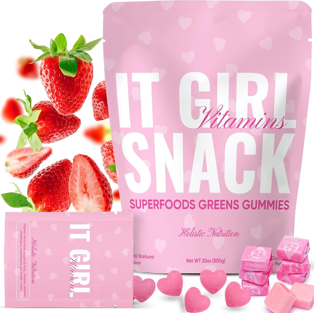 Healthy Snacks for Adults - Daily Super Greens Gummies, Multivitamin Superfood Gummy Bears, Spirulina, Chlorella, Prebiotics & Fiber for Digestive Health, Adaptogens Supplement, 20 Vitamins & Minerals