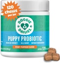 Doggie Dailies Puppy Probiotic, Probiotics for Puppies with Digestive Enzymes, Promotes Digestive Health, Supports Immune System & Overall Development (Pumpkin) 120 Soft Chews