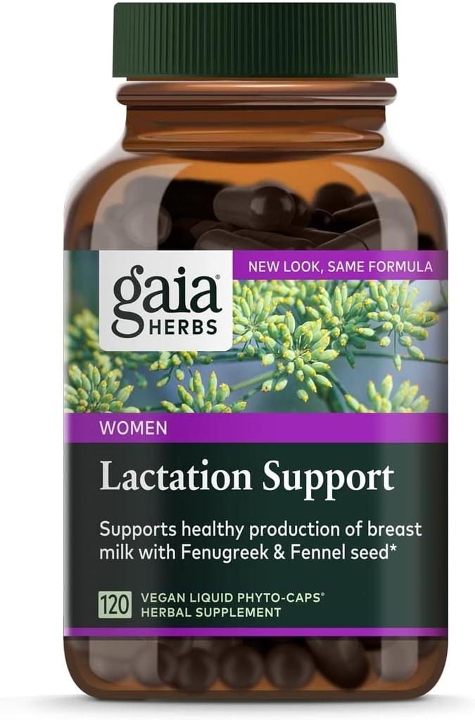 Gaia Herbs Lactation Support, Vegan Liquid Capsules, 120 Count - Lactation Supplement for Breastfeeding Mothers, Supports Healthy Milk Flow & Enhances Breast Milk Nutrition, PACKAGING MAY VARY