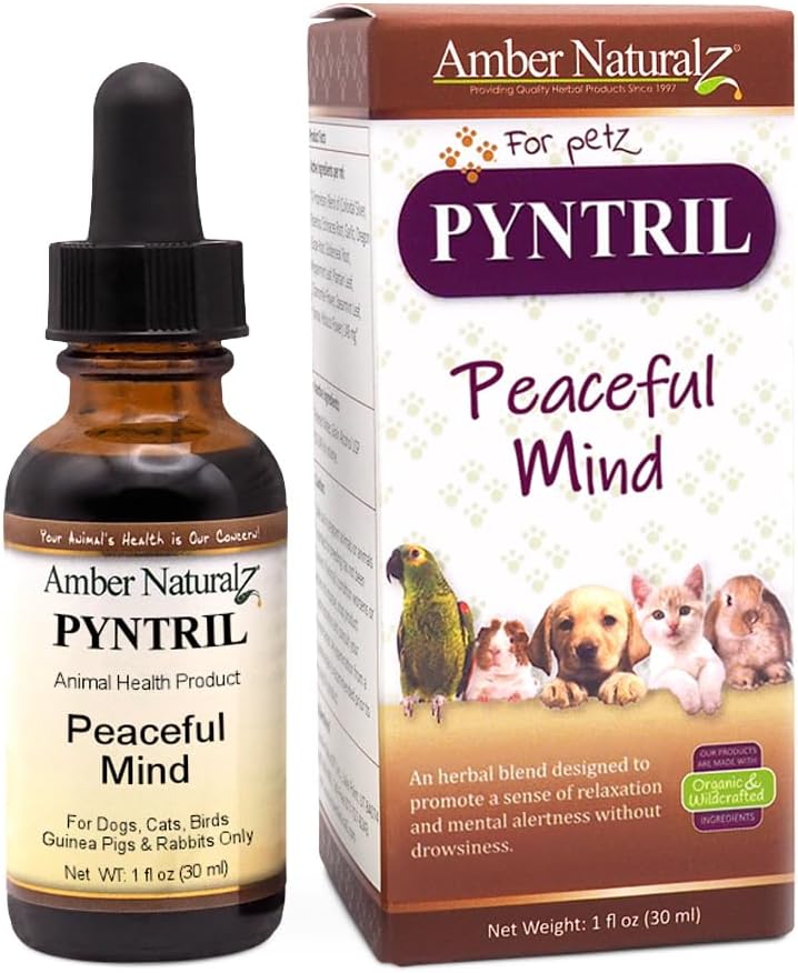 AMBER NATURALZ Pyntril Peaceful Mind βοτανικό συμπλήρωμα για σκύλους, γάτες, πουλιά, χοίροι Γουινέας, και κουνέλια 
