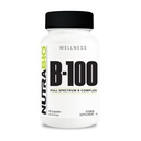 NutraBio B-100, B σύμπλοκο βιταμίνης, υποστήριξη ανοσοποιητικού συστήματος, υγιή μαλλιά, δέρμα, νύχια, 90 κάψουλες λαχανικών