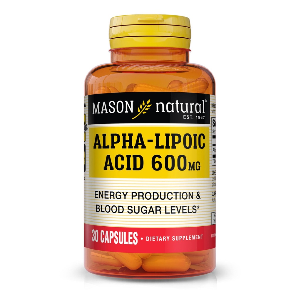 MASON NATURAL Alpha Lipoic Acid 600mg per Serving, συμπλήρωμα ALA χωρίς γλουτένη, 30 κάψουλες