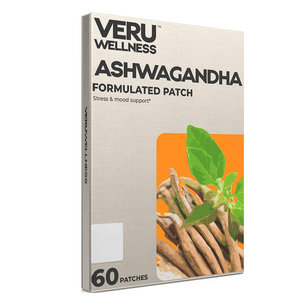 Veru Wellness Ashwagandha Patch - ανακούφιση από το στρες, φυσική υποστήριξη Mood, άγχος, ενέργεια, και Focus Patch Υποστήριξη (60 κόμης)