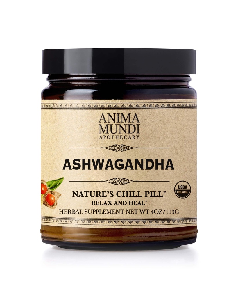 Anima Mundi Ashwagandha σκόνη - οργανική σκόνη ρίζας Ashwagandha πηγάζει από την Ινδία - Γνωστό ως ινδική σκόνη ρίζας Ginseng - συμπλήρωμα βοτάνων ηρεμία - Προσθήκη στο τσάι, καφές & περισσότερα (4oz / 113g)