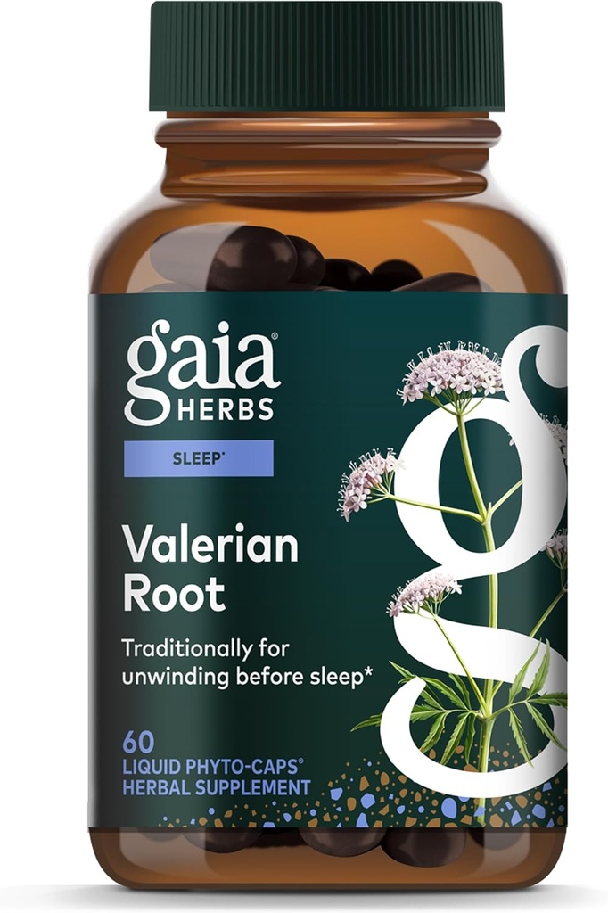 Gaia Herbs Valerian Root - Φυσική υποστήριξη ύπνου για μια φυσική ηρεμία για να βοηθήσει την χαλάρωση για τον ύπνο - με βιολογικό εκχύλισμα ρίζας βαλεριάνας - 60 Vegan Liquid Phyto-Capsules (30-Day Supply)
