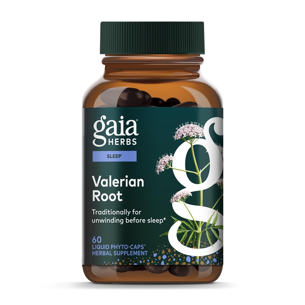 Gaia Herbs Valerian Root - Φυσική υποστήριξη ύπνου για μια φυσική ηρεμία για να βοηθήσει την χαλάρωση για τον ύπνο - με βιολογικό εκχύλισμα ρίζας βαλεριάνας - 60 Vegan Liquid Phyto-Capsules (30-Day Supply)