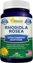 aSquared Nutrition Rhodiola Rosea Συμπλήρωμα 1000mg - 180 κάψουλες Vegan - Max Strength Rhodiola Root Extract Χάπια Βελτιώνουν την καθαρή ενέργεια, τη λειτουργία του εγκεφάλου και το στρες ανακούφιση - Golden Root Herb Powder Tablets