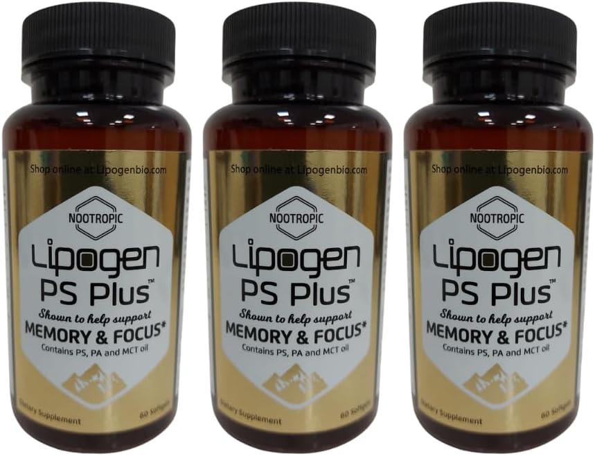 PS Plus Senior Brain Συμπληρώματα Μνήμης & Εστίασης - 180 Softgels, 3-Months Supply - Premium Nootropic Phosphatidylserine Brain Booster for Brain Health