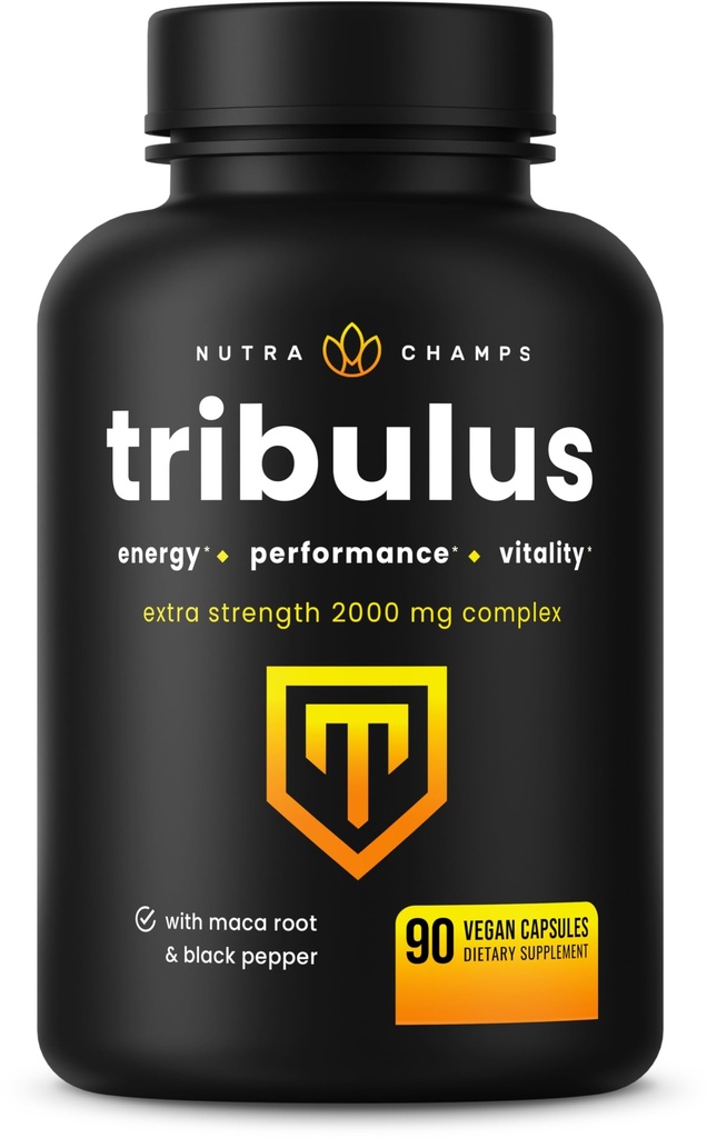 NutraChamps Tribulus Terrestris για άνδρες, 2000mg συμπλήρωμα Booster για την ενέργεια, ζωτικότητα, Stamina & Performance, Extra Strength Sapoins, 90 Vegan Κάψουλες