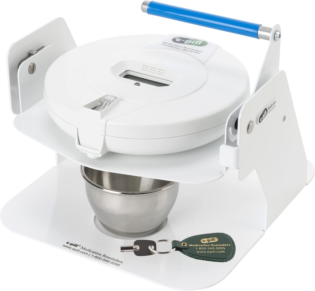 E-Pill MedTime Σταθμός Pro - Σύνθετη κλειδωμένη αυτόματη συσκευή διανομής χαπιών - White Lid