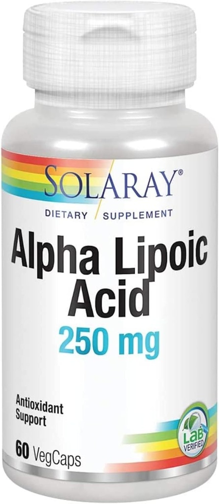 SOLARAY Alpha Lipoic Acid 250 mg - 60 VegCaps - Healthy Antioxidant Activity & Energy Support - Non-GMO & Vegan