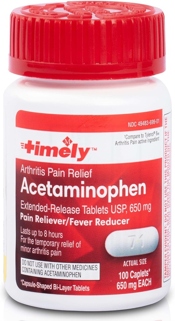 Εργαστήρια Time-Cap, INC. Timely Acetaminophen 650 Mg Extended Release - Πυρετός Reducer, Αρθρίτιδα Πόνος Reliever, Joint Pain Relief Hills - 100 Caplets