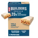 CLIF BUILDERS Protein Bars - Vanilla Almond Flavor - 20g Plant Based Protein - Gluten Free - Non-GMO - Low Glycemic - No Artificial Sweeteners - 2.4 oz. (12 Pack)