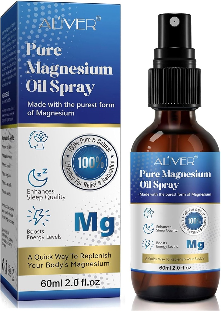 Λάδι μαγνησίου για τα πόδια (2 fl oz), καθαρό σπρέι μαγνησίου, επίκαιρο γυάλινο μπουκαλάκι μαγνησίου, Nourish The Skin, Unclog Pores, εύκολο στη χρήση