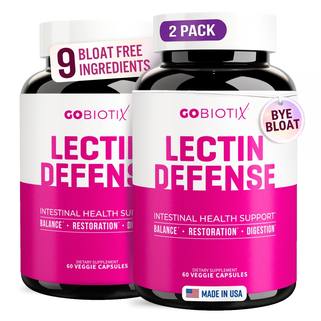 GOBIOTIX Lectin Defense - Lectin Blocker Supplement for Leaky Gut with MSM and Digestive Enzymes - Aids in Enternal Health for Women and Men - Non-GMO + Gluten Free - 60 Κάψουλες (2)