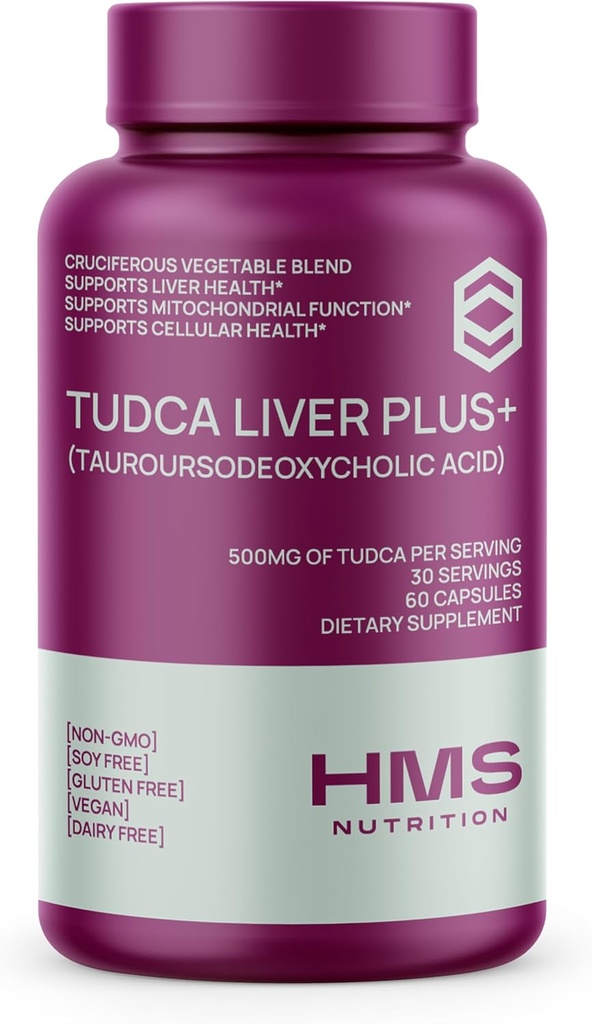 TUDCA Liver Plus+, συμπλήρωμα υποστήριξης ήπατος για τον καθαρισμό του ήπατος με εκχύλισμα γαϊδουριών γάλακτος, βιταμίνη Β12, φολικό, συμπλήρωμα άλατος Tudca Bile (Taurussodeoxycholic Acid), 60 κάψουλες, 1 μήνα προσφοράς