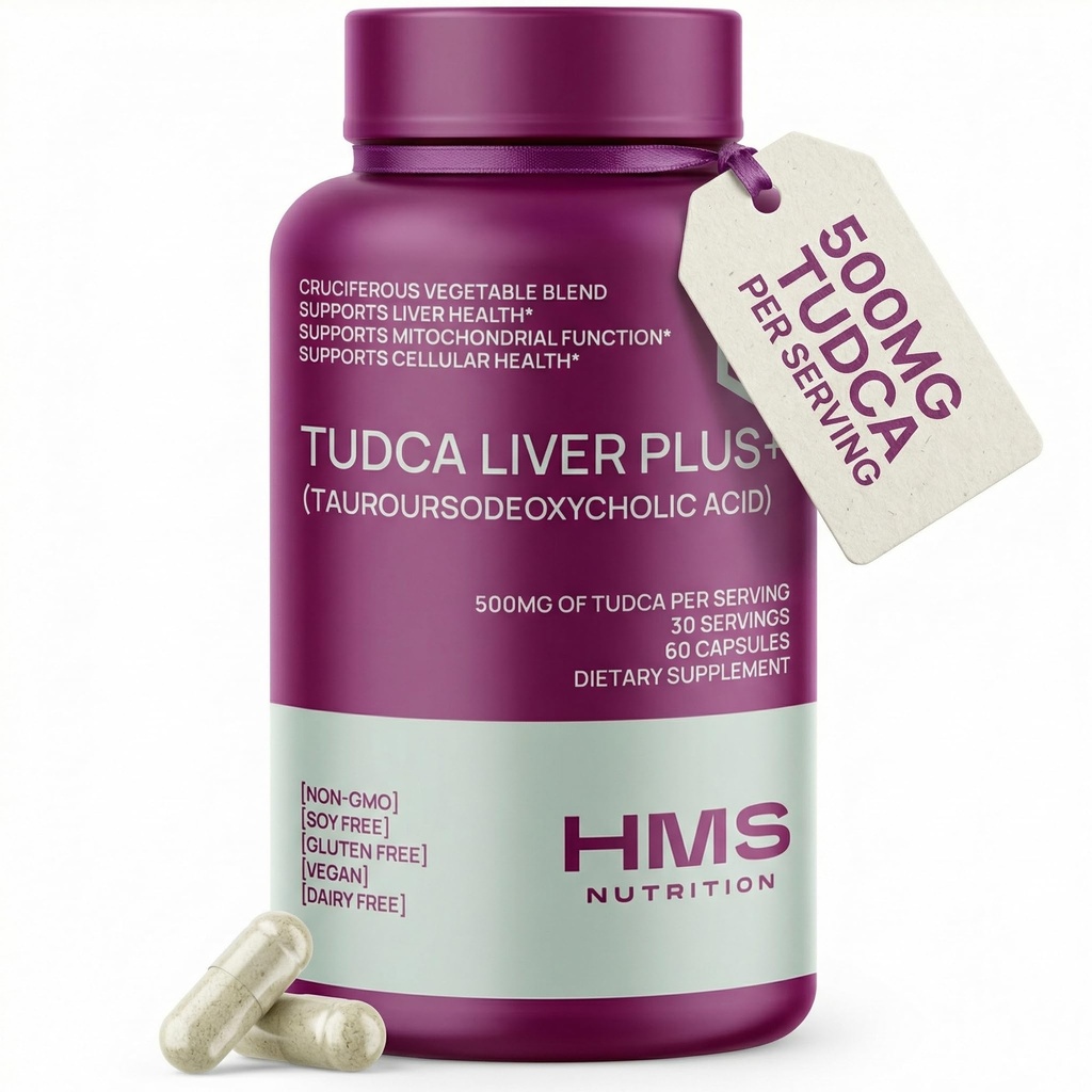 TUDCA Liver Plus+, συμπλήρωμα υποστήριξης ήπατος για τον καθαρισμό του ήπατος με εκχύλισμα γαϊδουριών γάλακτος, βιταμίνη Β12, φολικό, συμπλήρωμα άλατος Tudca Bile (Taurussodeoxycholic Acid), 60 κάψουλες, 1 μήνα προσφοράς
