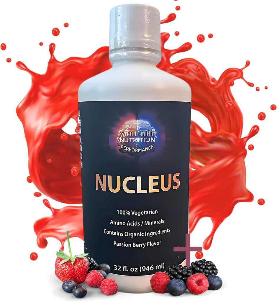 Nucleus Liquid Vitamins - Πολυβιταμινούχο ποτό διατροφής για άνδρες και γυναίκες, ζάχαρη και γλουτένη, χορτοφαγική πολυβιταμίνη συμπλήρωμα, χωρίς τεχνητές γεύσεις ή γλυκαντικά - 32 oz (Passion Berry Flavor)