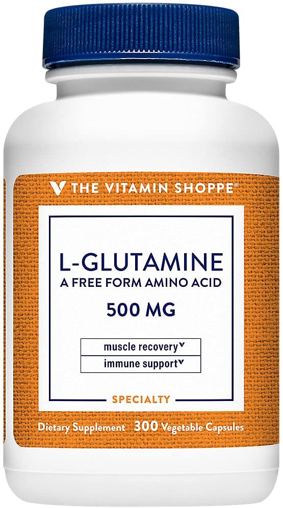 Η βιταμίνη Shoppe L-Glutamine 500MG, μια ελεύθερη μορφή Amino Acid, υποστηρίζει την αποκατάσταση των μυών & ανοσοποιητική υγεία (300 κάψουλες)