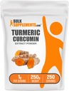 BulkSupplements.com Turmeric Extract Powder - από Turmeric Root, Συμπληρώματα κουρκουμίνης, Turmeric Curcumin Powder - Χωρίς γλουτένη, 1g ανά Σερβίρισμα, 250g (8,8 oz) (Συσκευή του 1)