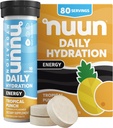 Nuun Energy Electrolyte δισκία με Ginseng, καφεΐνη από εκχύλισμα πράσινου τσαγιού, βιταμίνη Β12, Β6, Β5, Μαγνήσιο & 4 άλλα ηλεκτρολυτικά, Gluten Free & Vegan, Tropical Punch, 8 Pack (80 Μερίδες Σύνολο)