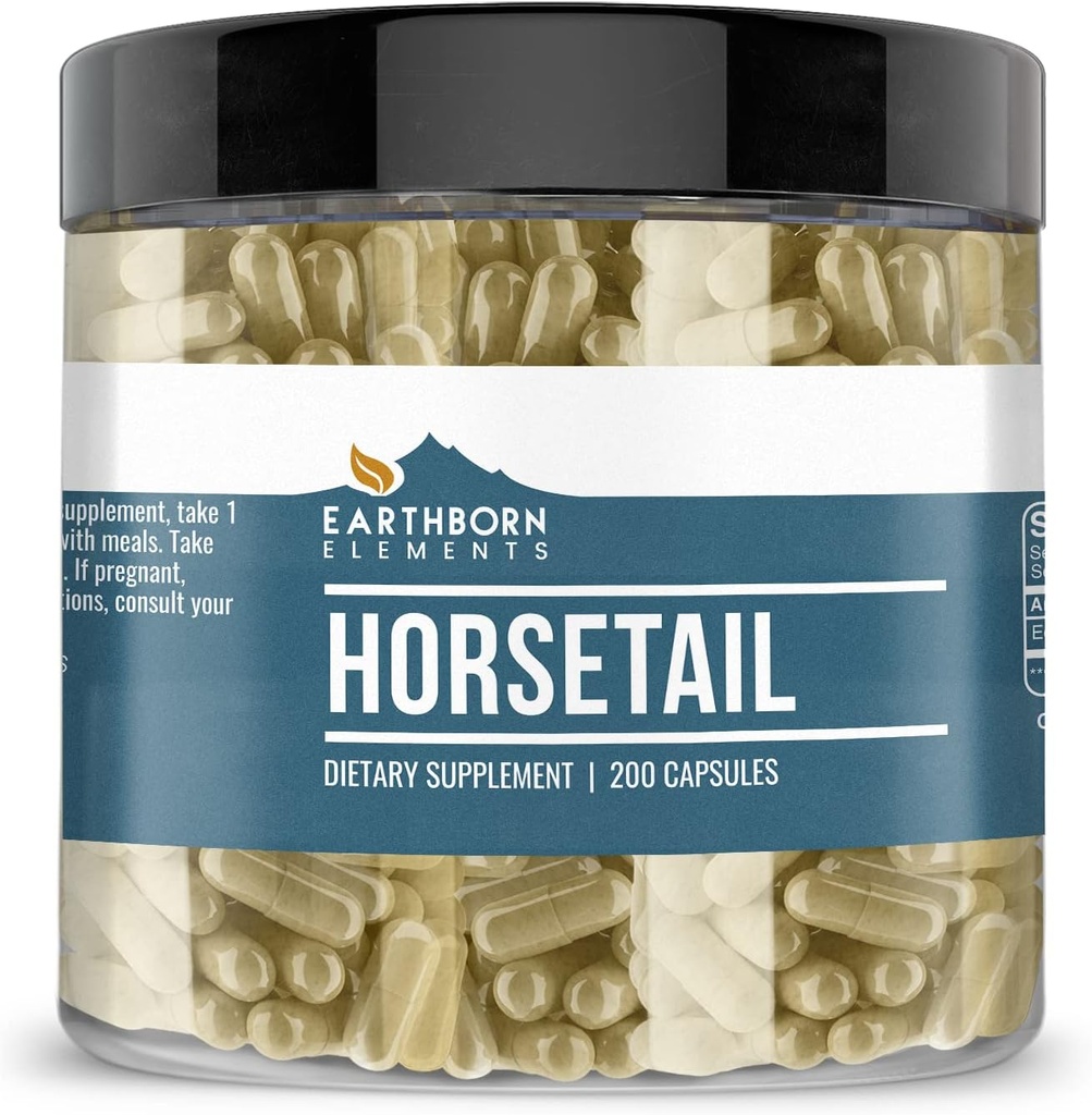 Earthborn Elements Horsetail 200 Κάψουλες, Αγνή & Αδιάλυτη, Χωρίς Πρόσθετα