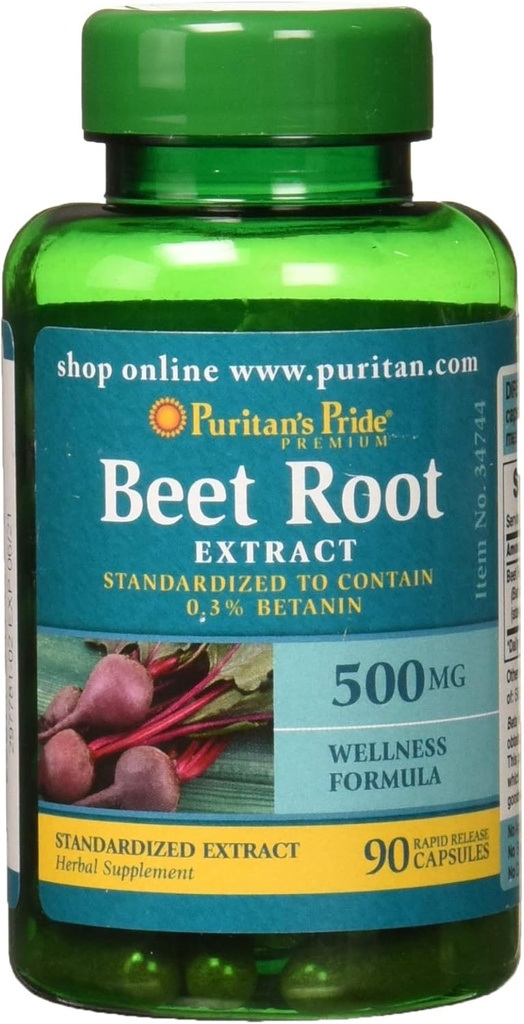 Puritan's Pride Beet Root Extract 500 mg Κάψουλες, 90 Count