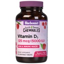Bluebonnet Διατροφή Γη Γλυκή βιταμίνη D3 5000 IU Μασώμενα δισκία, Βοηθήματα στην ανάπτυξη των μυών και των σκελετικών, Μη ΓΤΟ, Γλουτένη & χωρίς σόγια & γάλα, Kosher, Βατόμουρο, Λευκό, 90 Count