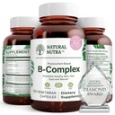 Natural Nutra Vitamin B Complex with Niacin, Folate, Thiamin, Biotin, Υποστηρίζει την υγεία του νευρικού συστήματος, προωθεί το μεταβολισμό, το δέρμα, τα μάτια και την υγεία των μαλλιών, ολόκληρο συμπλήρωμα διατροφής, 120 κάψουλες χορτοφάγων