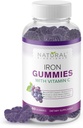 Iron Gummies with Vitamin C - Chewable Iron Supplement for Adults & Kids, Iron Deficiency Anemia, Red Blood Cell Support, Energy, Immune Function, Brain Health, Max Absorption, 60 Vegan Gummies