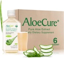 AloeCure USDA Organic Aloe Vera Juice Made Within 12 Hrs of Harvest - Pure Aloe Juice Natural Digestive Supplement to Support Digestion, Immune System and balanced Stomach Acidity, 6 x 500ml Φιάλες