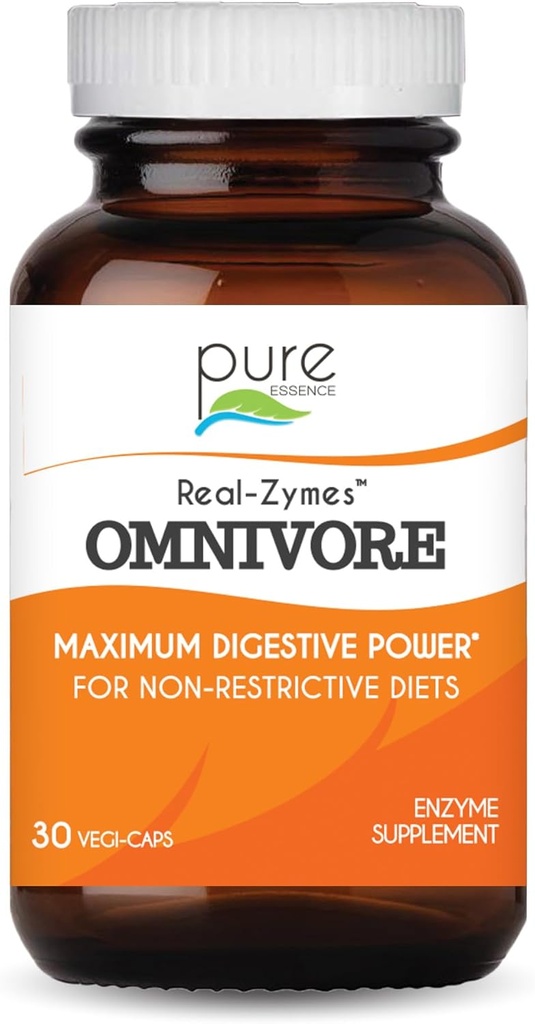 Real-ZymesTM OMNIVORE Digestive Enzymes Supplement with Probiotics for Better Digestion - Φυσική Υποστήριξη για την ανακούφιση του Bloating, Αέριο, Belching, Διάρροια, Δυσκοιλιότητα, IBS, κλπ. - 30 Caps