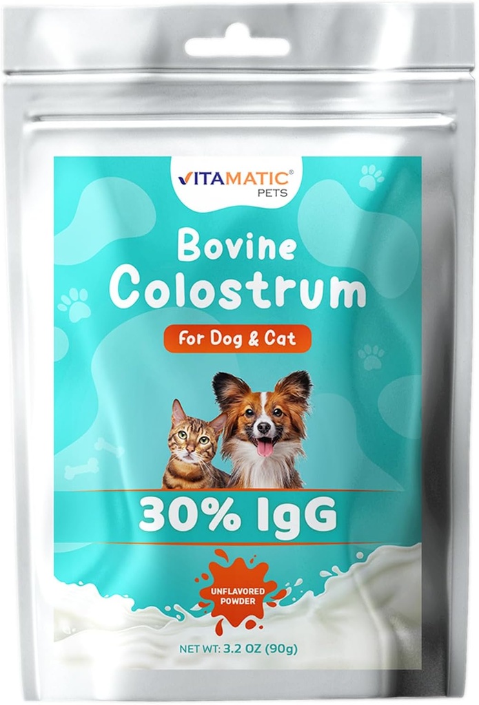 Vitamatic Bovine Colostrum για σκύλους και γάτες, 90 γραμμάρια, 30% ανοσοσφαιρίνες, χόρτο Fed