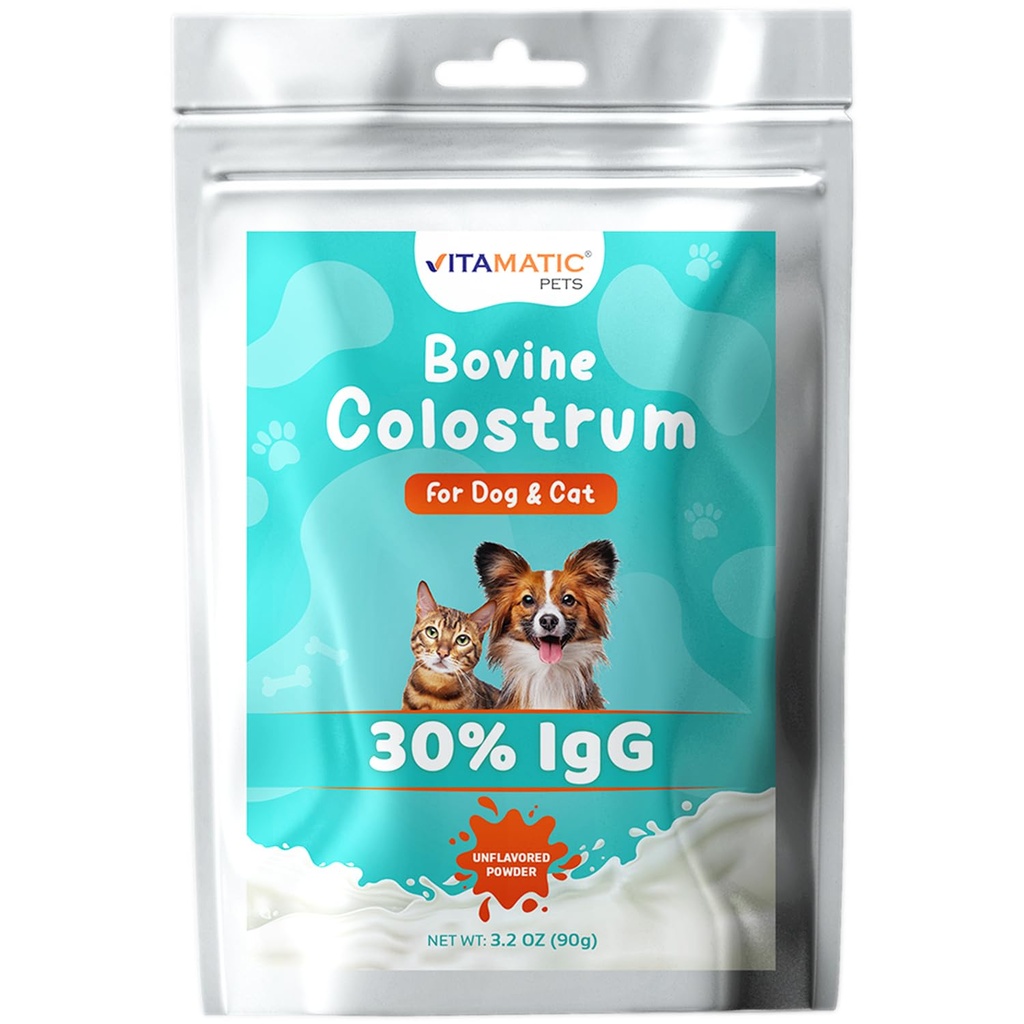 Vitamatic Bovine Colostrum για σκύλους και γάτες, 90 γραμμάρια, 30% ανοσοσφαιρίνες, χόρτο Fed