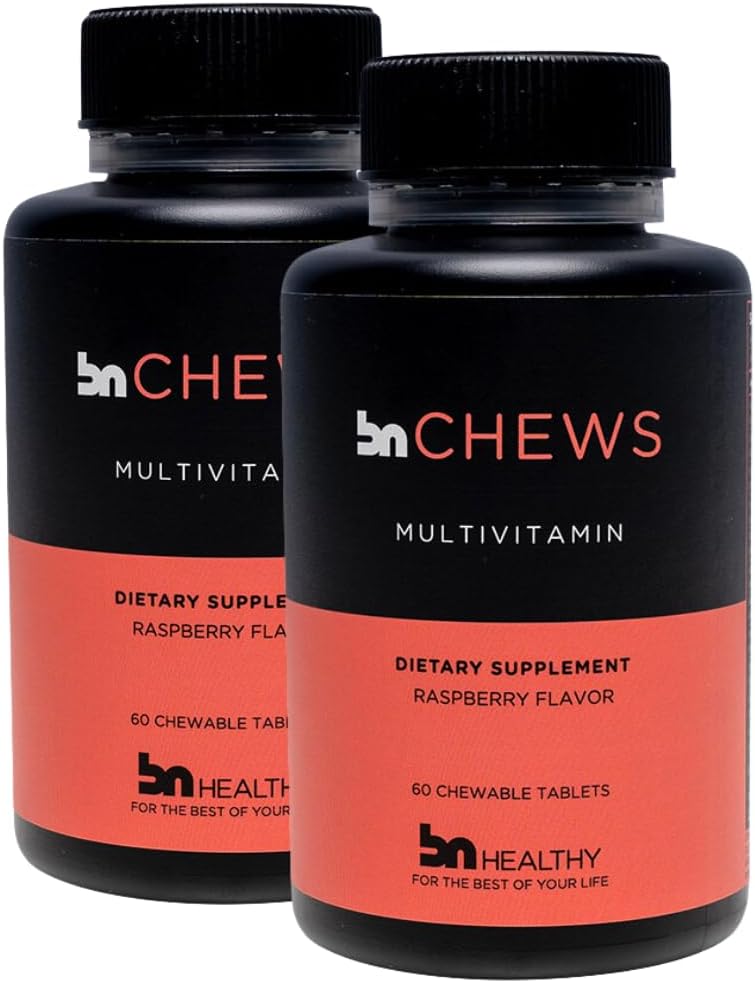BNHealthy Chewable 2 Pack Bariatric Multivitamin με σίδηρο, βιταμίνη B12, Delicious Raspberry Flavor – 120 Ct – 60-120 Day Supply.