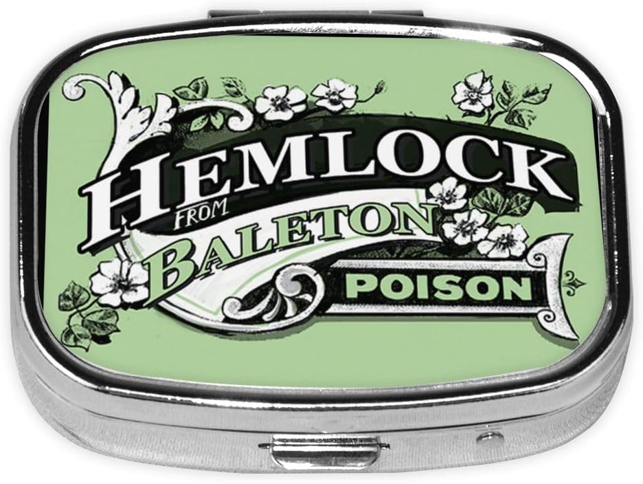 Μεταλλικό 2 Διαμερισματικός Διοργανωτής Χάπια Ταξίδι φιλικό Φορητό συμπαγές κουτί χάπι Χαριτωμένο θήκη χάπι για να κρατήσει τις βιταμίνες / Fish Oil / Συμπληρώματα / Meds / Tablet για Purse / Pocket (Hemlock από το δηλητήριο μπαλέτο)