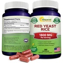aSquared Nutrition Red Yeast Rice 1800mg - Συμπλήρωμα διατροφής χάπια σκόνης Vegan για την υποστήριξη της καρδιοαγγειακής υγείας - 180 κάψουλες λαχανικών