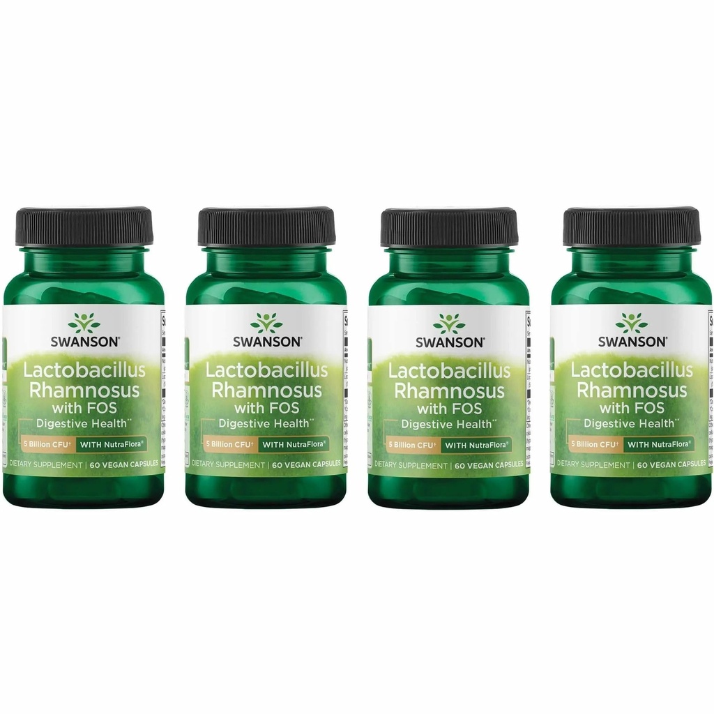 Swanson Lactobacillus Rhamnosus με FOS - Probiotic συμπλήρωμα υποστηρίζει Digestive Υγεία - 5 δισεκατομμύρια CFU - προωθεί GI Tract Υγεία Κατά τη διάρκεια του ταξιδιού - (60 Veggie Caps) Pack