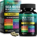 Sea Moss Black Seed Oil, Sea Moss Black Seed Oil Ashwagandha Ginger κάψουλες με βιταμίνες Bladderwrack, Burdock Root και άλλα, 60 κάψουλες
