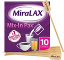 MiraLAX Απαλή δυσκοιλιότητα Λαξευτική σκόνη ανακούφισης, Αποσκληρυντής σκακιέρας με PEG 3350, Χωρίς σκληρές παρενέργειες, Μία δόση Mix-In Pax με αναμικτικούς αναδευτήρες, Travel Pack, 10 Δόσεις