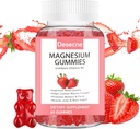 Γλυκινικό μαγνήσιο Glycinate Gummies για ενήλικες Παιδιά με βιταμίνη Β6, Φράουλα Συμπληρώματα Μαγνησίου Γεύσης, Μαγνήσιο Κιτρικό για τον Ύπνο, 60 Gummies ανά φιάλη
