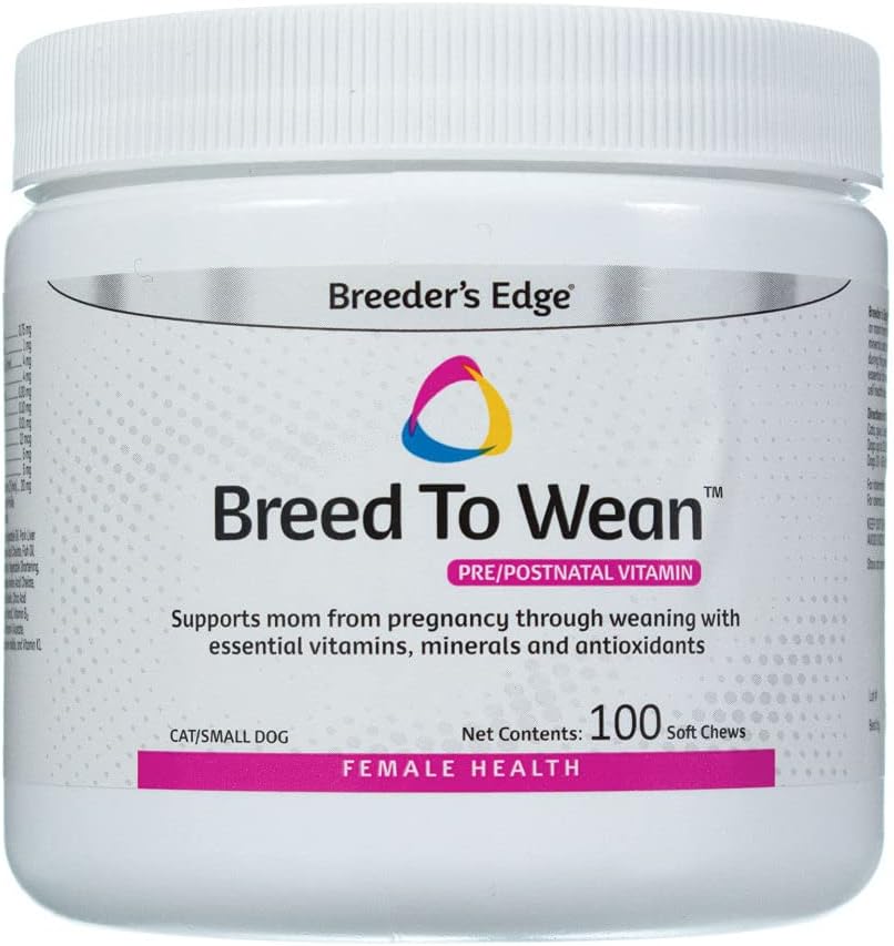 Breeder's Edge Φυλή σε Wean, προγεννητική και μεταγεννητική πολυβιταμίνη για σκύλους & γάτες, υποστηρίζει έγκυος & θηλάζουσες μητέρες, συμπλήρωμα παρέχει αντιοξειδωτικά, βιταμίνες & ορυκτά (100ct Small Dog & Cat)