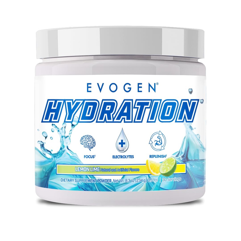 Evogen Hydration - Full Spectrum Electrolytes Powder | Sugar-Free Electrolyte Powder Supplement for Hydration, Energy, and Recovery | Coconut Water, B Vitamins, Potassium | Lemon Lime | 30 Servings