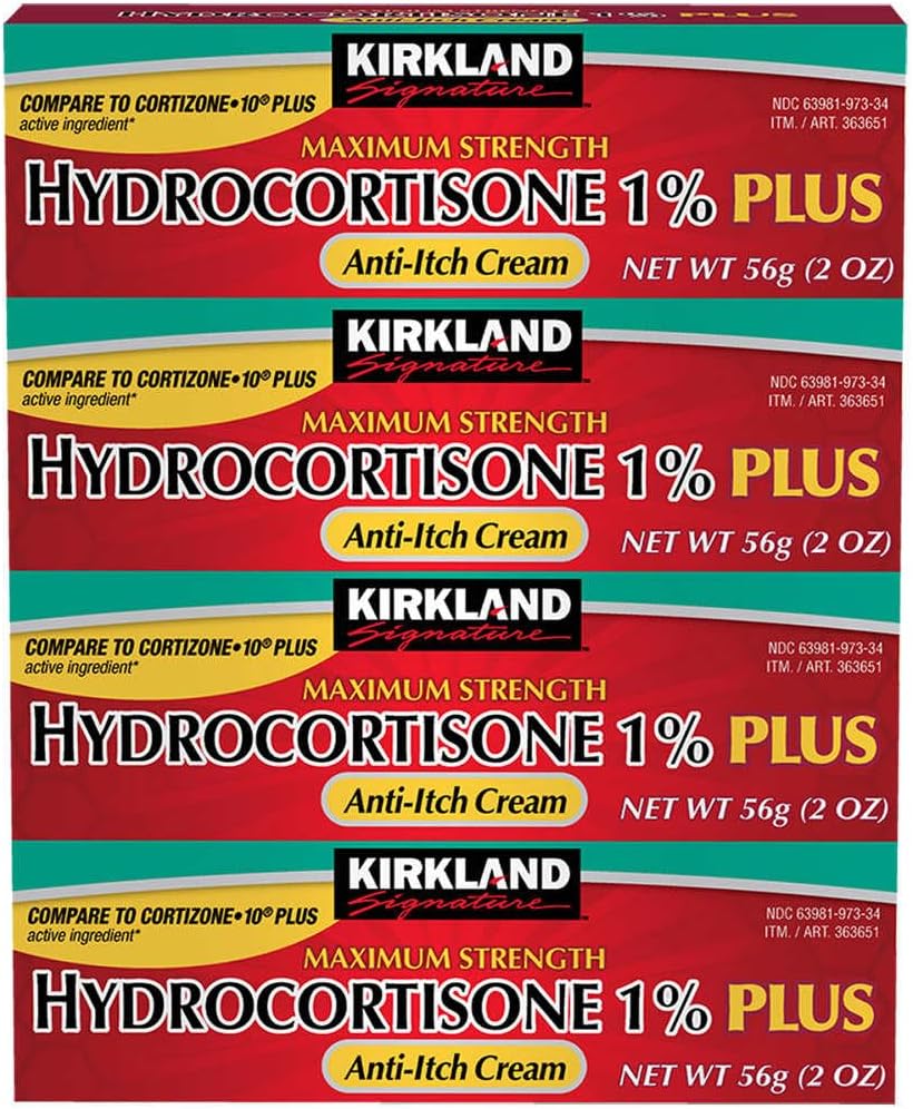 Kirkland Signature Maximum Strength Hydrocortisone Cream 1% με Αλόη, 2 ουγγιά (συσκευασία των 4)