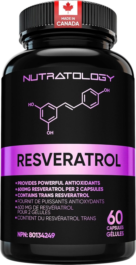 Nutratology Resveratrol συμπλήρωμα- ισχυρό αντιοξειδωτικό συμπλήρωμα - Anti γήρανσης Trans Resveratrol - Αυξάνει την καρδιαγγειακή υγεία, την αναγέννηση κυττάρων και την ανάπτυξη των μαλλιών - 60 κάψουλες - 30 εξυπηρετούν