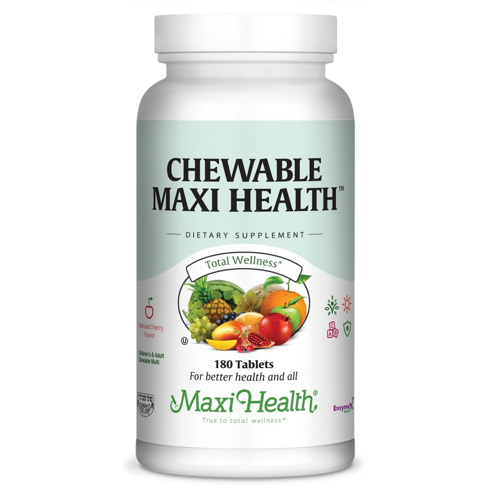 Maxi Health Chewable Multivitamin για παιδιά, εφήβους και ενήλικες - Cherry Chewable Vitamins για ενήλικες & παιδιά - Kosher Kids Multivitamin + Iron (180 Tablets)
