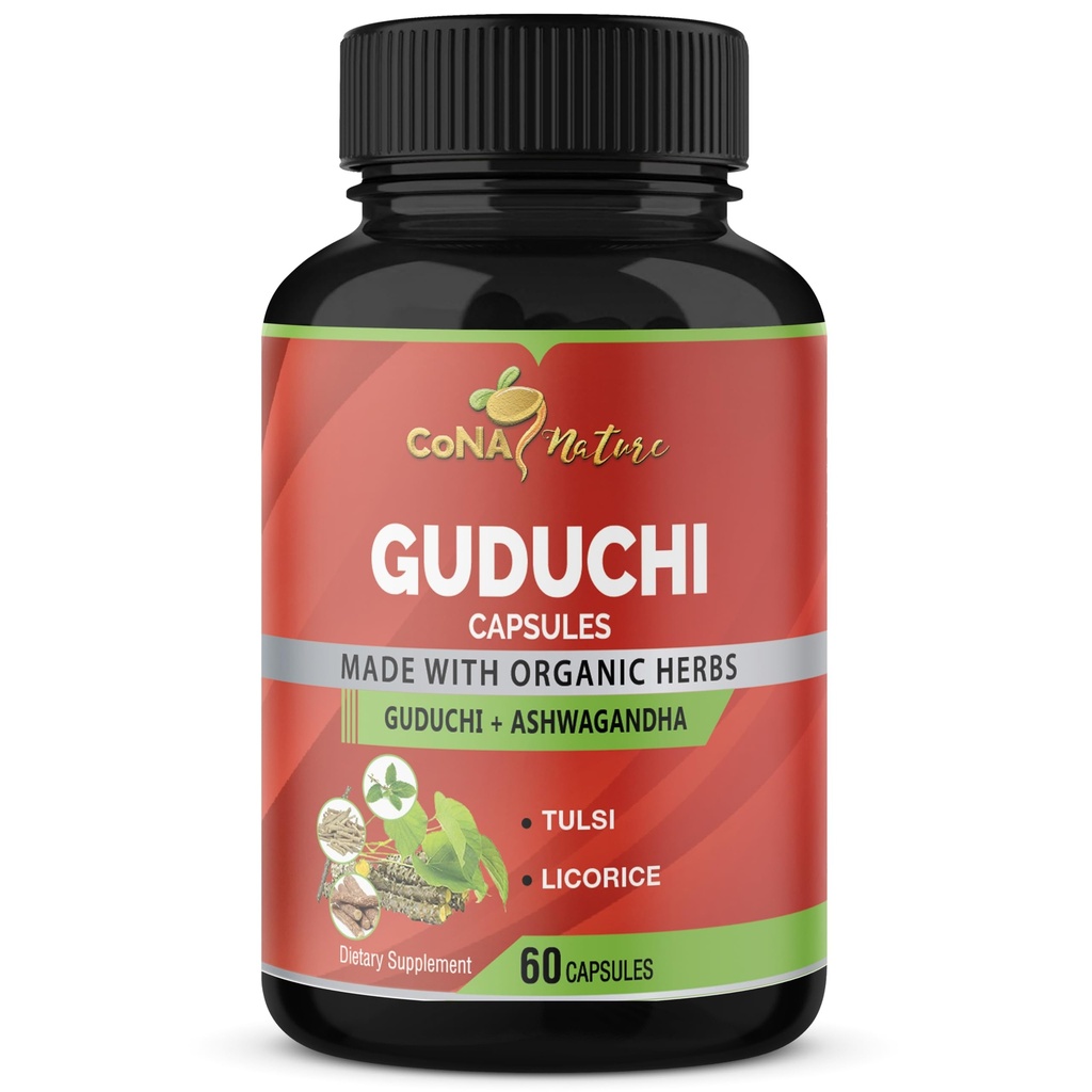 Βιολογικό εκχύλισμα Giloy Guduchi Κάψουλες & Ashwagandha, Licorice, Holy Basil 