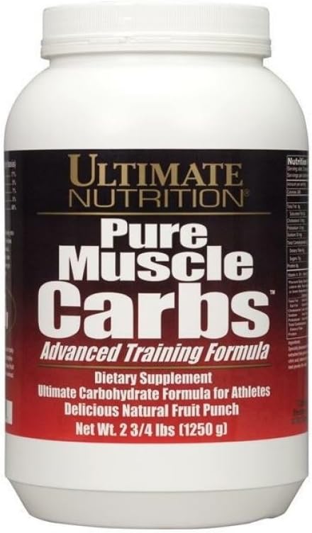 Ultimate Nutrition Pure Muscle Carbs - Σύμπλεκτη υδατάνθρακες σκόνη για Παρατεταμένη Ενέργεια - Δεν Λίπος, Δεν Χοληστερόλη -Calory για Μύες Κερδιστές και Αθλητές, Φρούτα Punch, 2,75 Λίρες